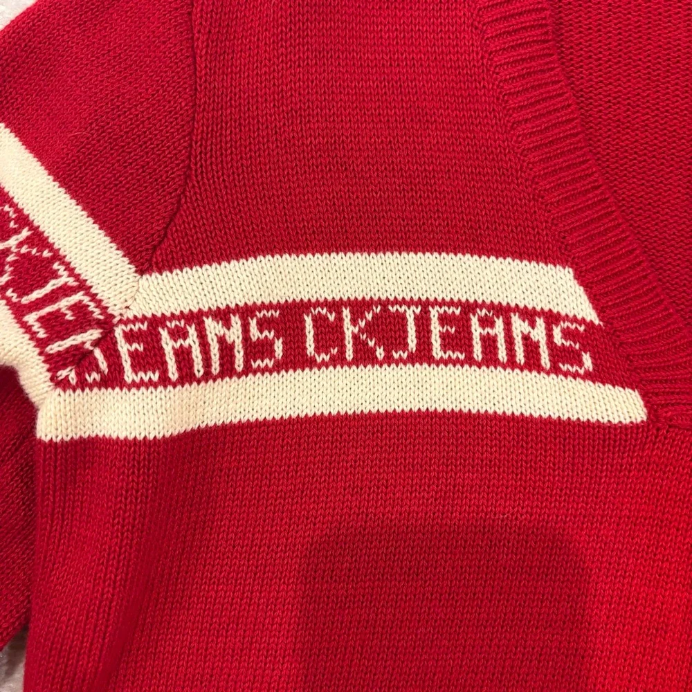 Calvin Klein Women’s Sweater – Red & White, Size Large